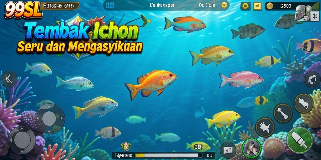 Gameplay seru dalam 99SL menembak ikan yang beragam.
