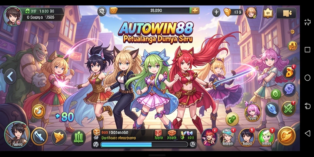 Tampilan gameplay AUTOWIN88 yang berwarna dan menarik untuk semua penggemar Anime.
