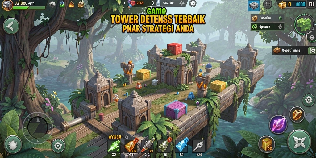 Tangkapan layar AYU89 menampilkan aksi mendebarkan dalam pertahanan menara yang strategis.