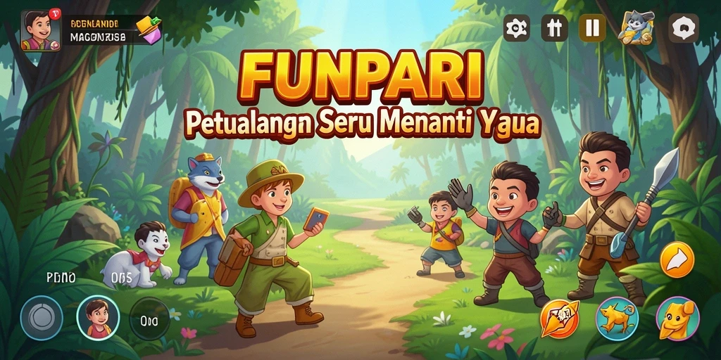 Screenshot gameplay FUNPARI dengan aksi petualangan yang mendebarkan.