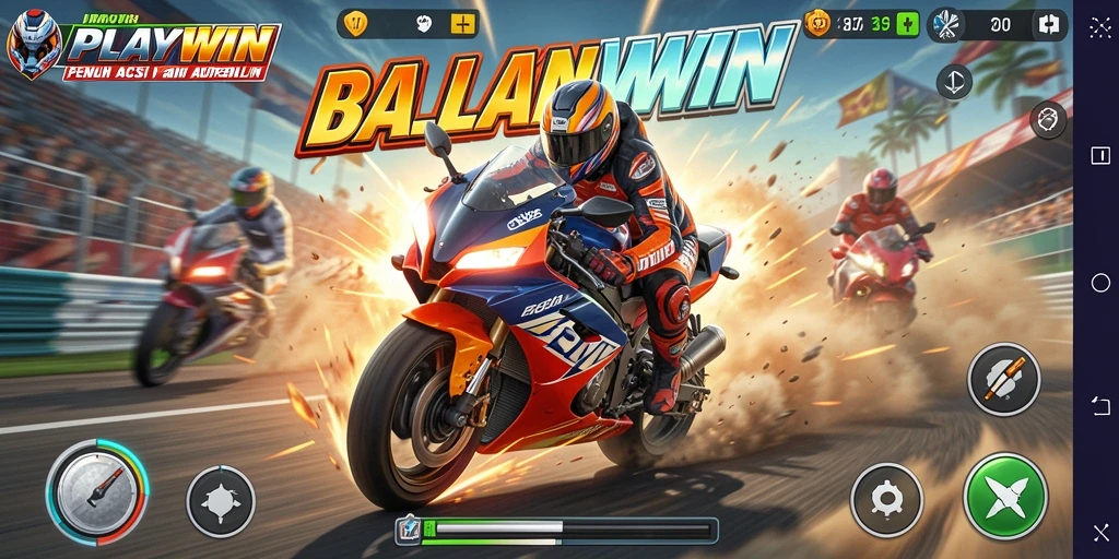 Tampilan gameplay balapan motor yang menegangkan dan menarik.