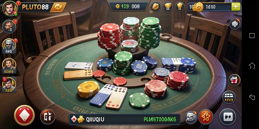 Tampilan menarik gameplay QiuQiu di PLUTO88.