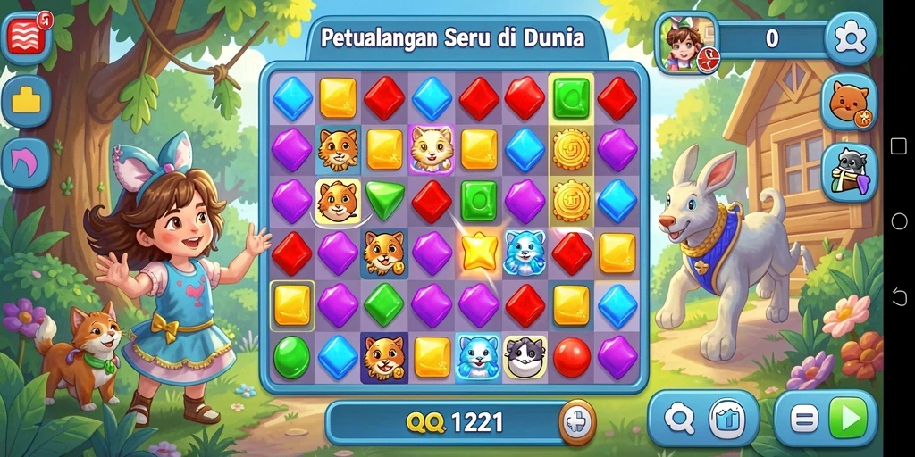 Tangkapan layar utama menampilkan gameplay menarik dari QQ1221 Match-3.