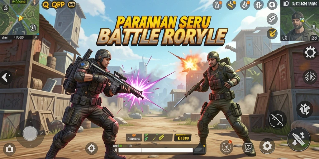 Tangkapan layar gameplay QQRP yang menegangkan dalam mode Battle Royale.