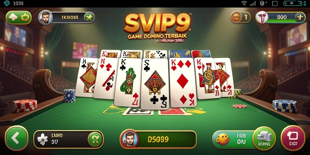 Tangkapan layar gameplay <strong>SVIP9</strong> menunjukkan serunya bermain Domino dengan teman.